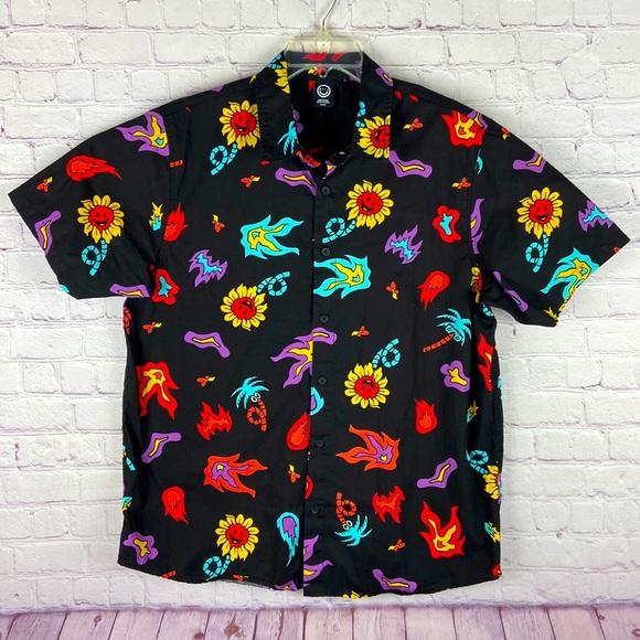 Neff Black Multicolor Casual Button Down Shirt - Picture 1 of 10